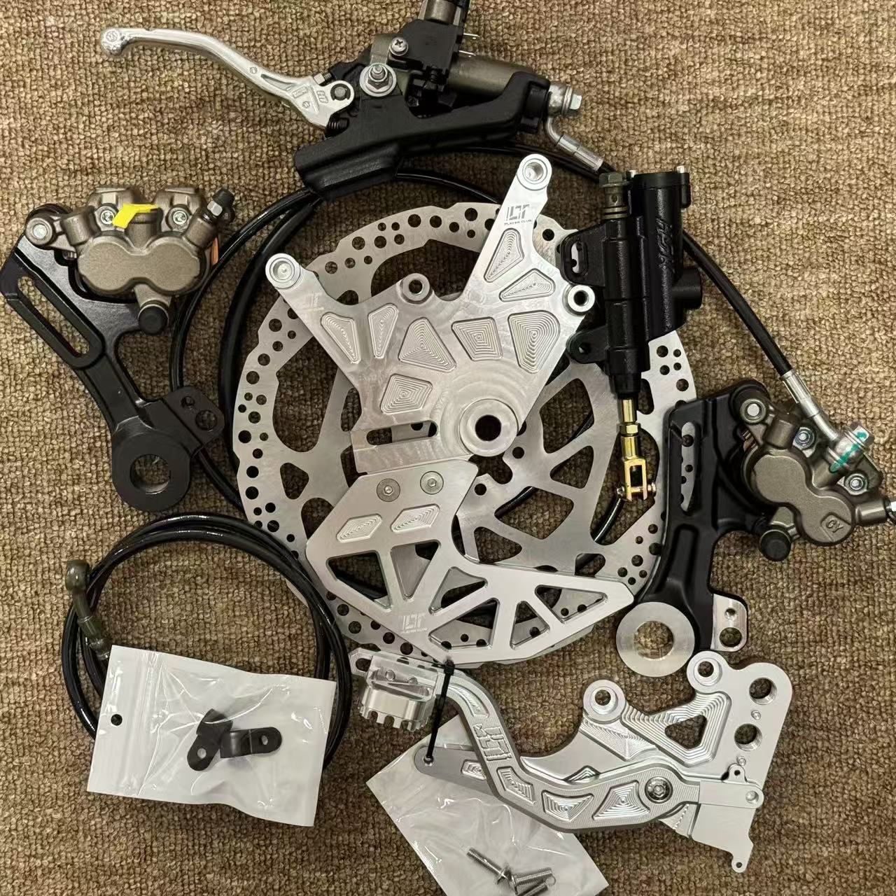 Brake Caliper - Doppel-Bremssattel-Halterungskit für Light Bee Bremsen, Hinterrad-Scheibenbremsen,