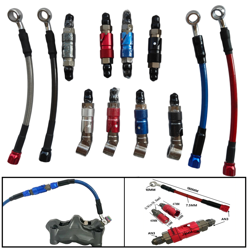 Brake Line Motorcycle - Motorrad AN3 Schnellverbindungs-Bremsschlauch-Adapter-Kit, geflochtene Bremsleitung, Schnellverschluss-Anschluss